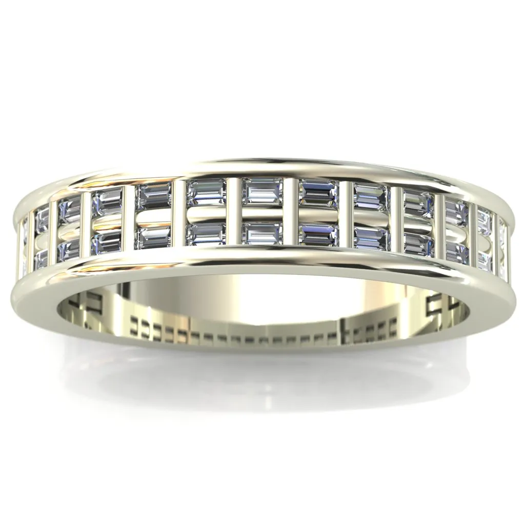 Rolling Baguettes Couple's 3/4 Eternity Matching Two-Band Set