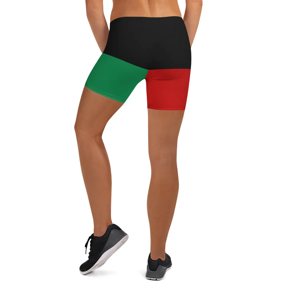 Savannahwood Red, Gold, Green and Black Legging Shorts (Black History 2)