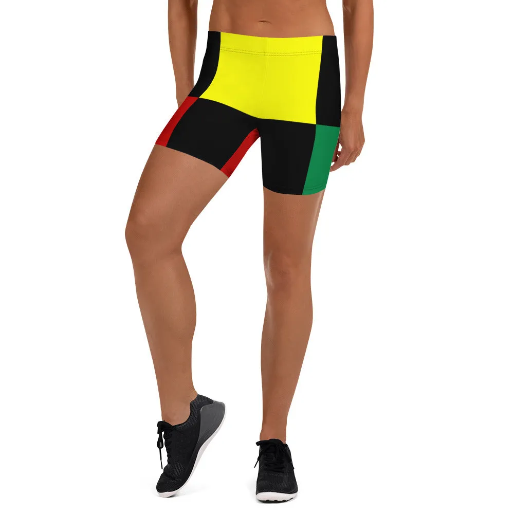 Savannahwood Red, Gold, Green and Black Legging Shorts (Black History 2)