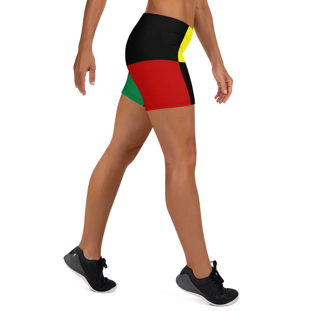 Savannahwood Red, Gold, Green and Black Legging Shorts (Black History 2)