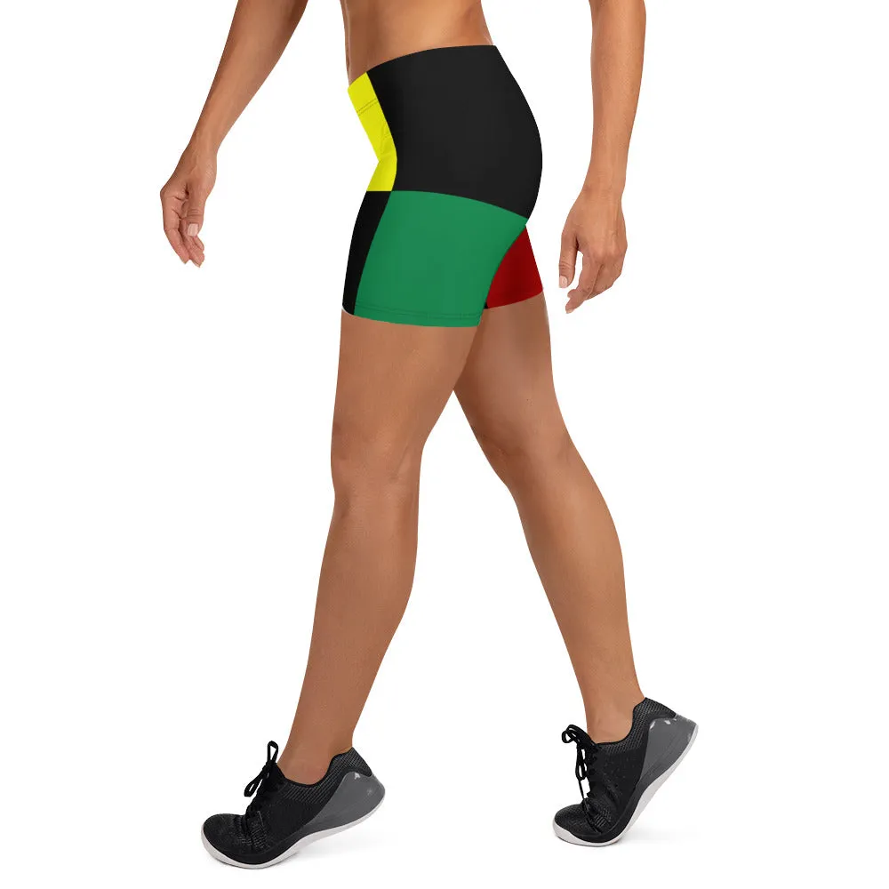 Savannahwood Red, Gold, Green and Black Legging Shorts (Black History 2)