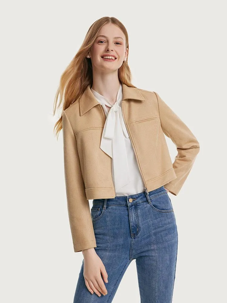 Short Faux Suede Women Jacket