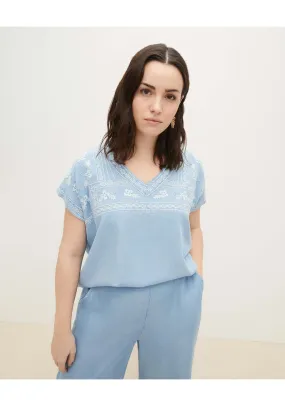 Short Sleeve Blouse - Blue