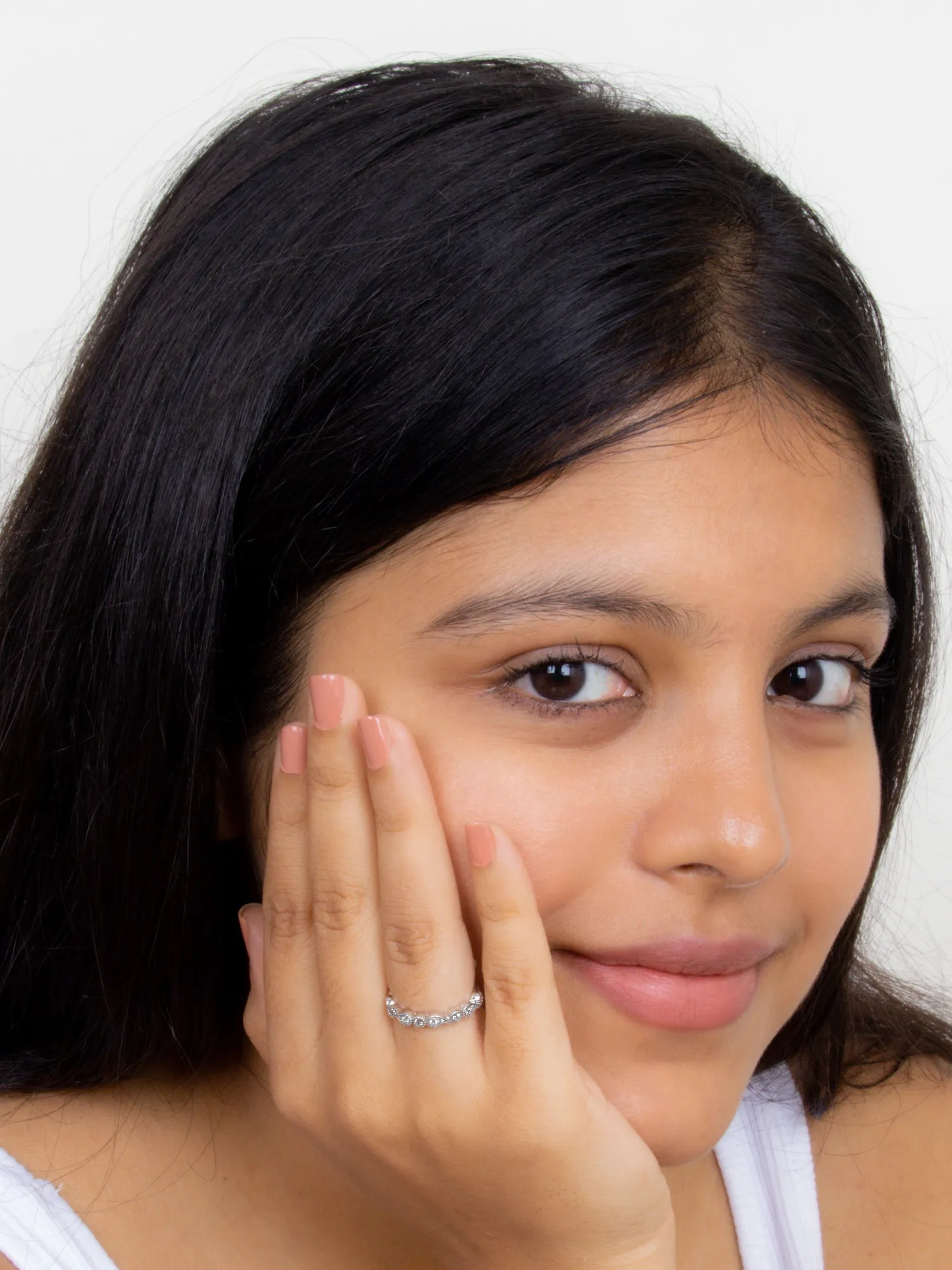 Simple American Diamond Band Silver Ring