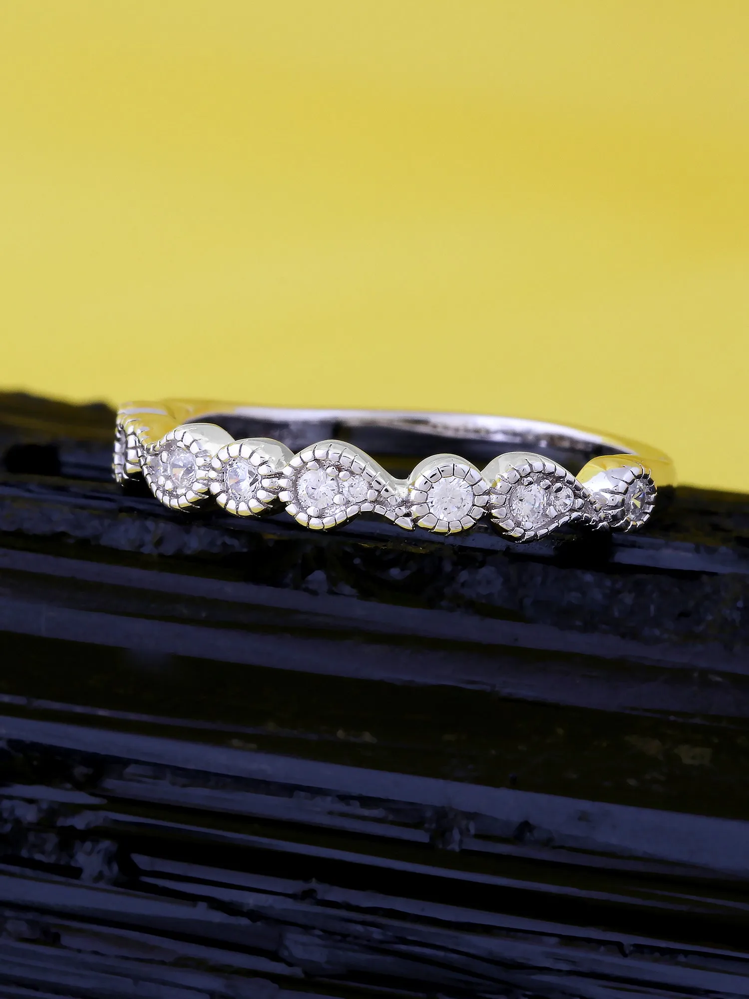 Simple American Diamond Band Silver Ring