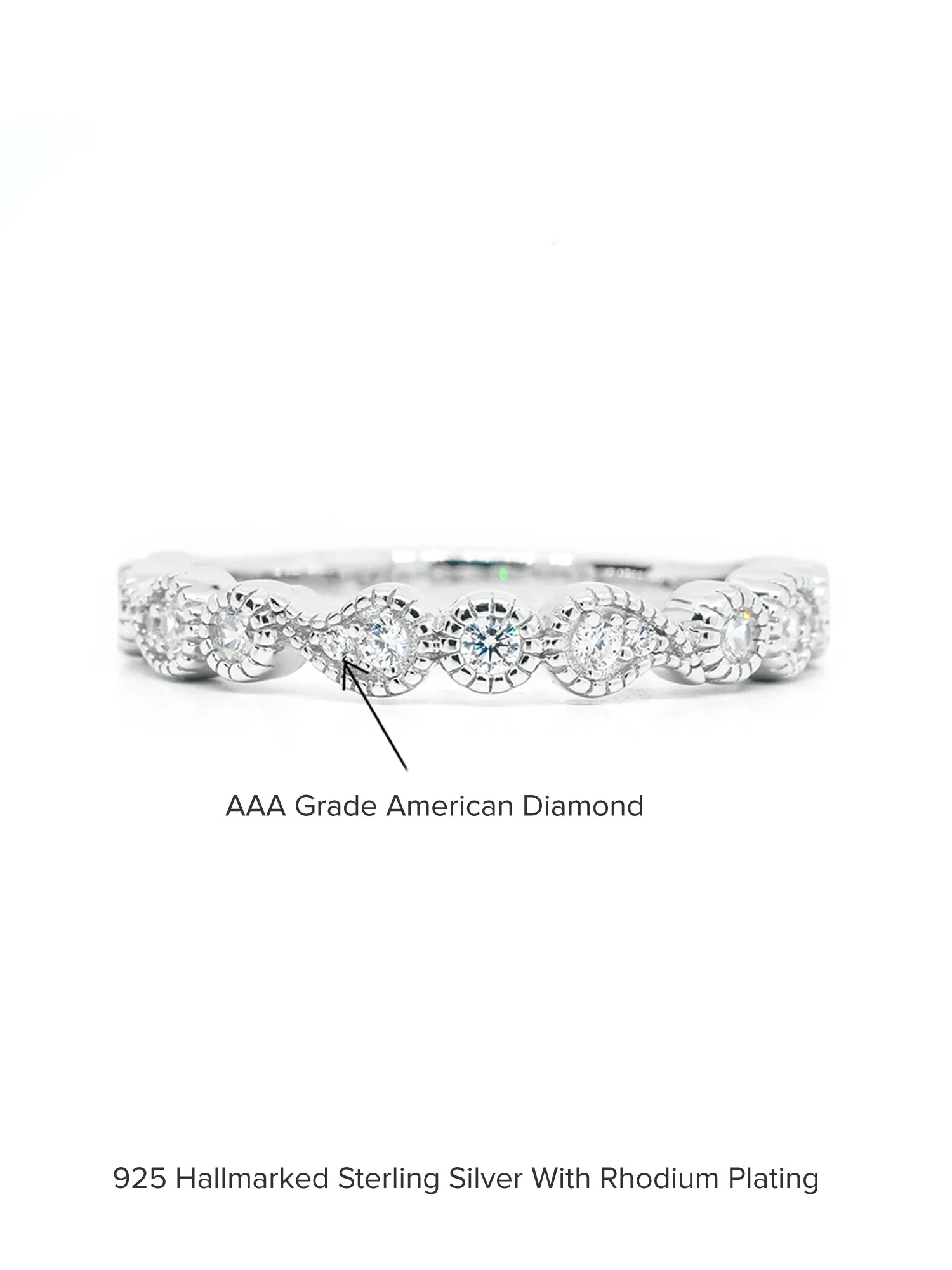 Simple American Diamond Band Silver Ring