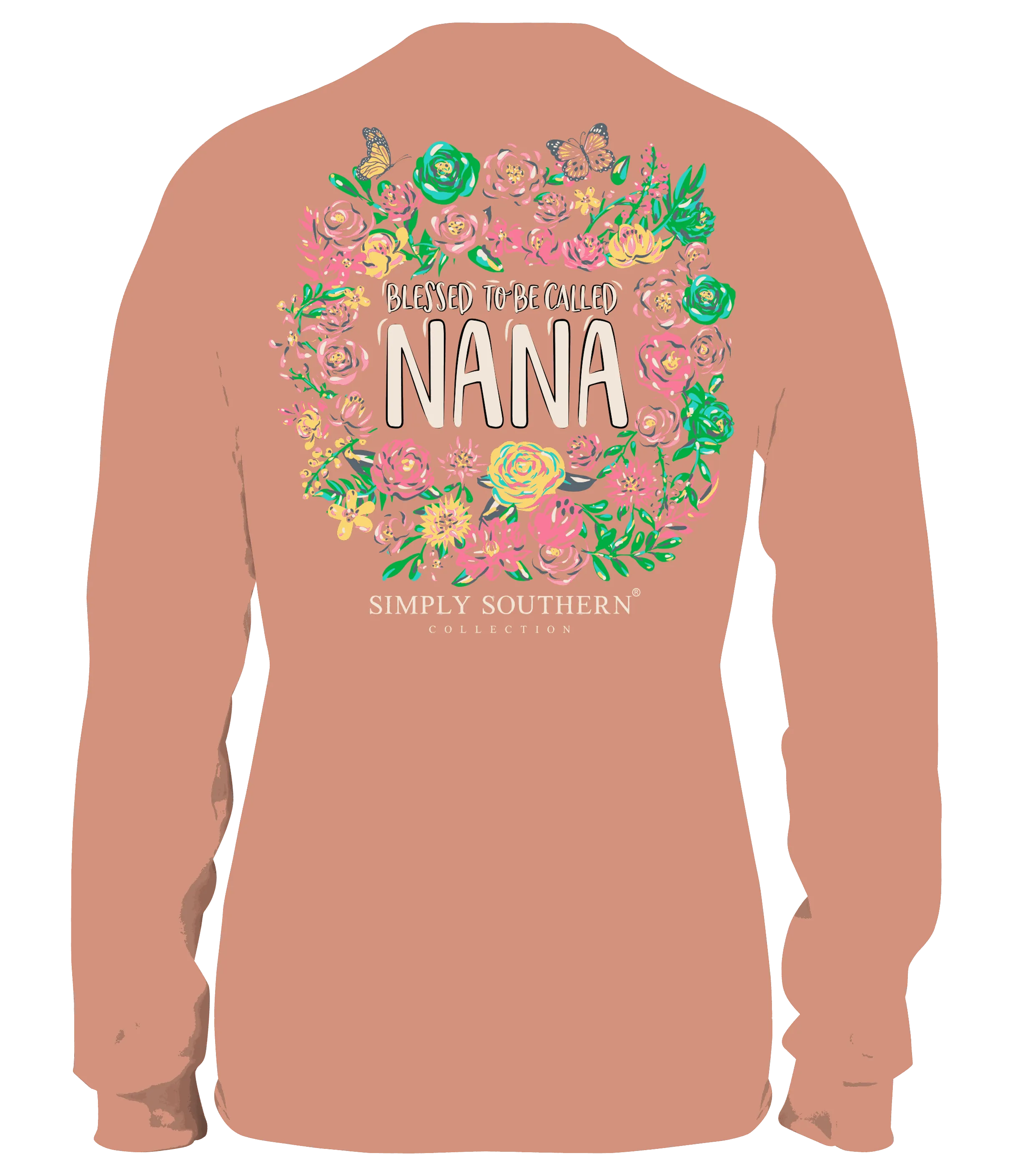 Simply Southern 100% Cotton Long Sleeve T-Shirt - 'Blessed to be Called Nana' with Floral Design