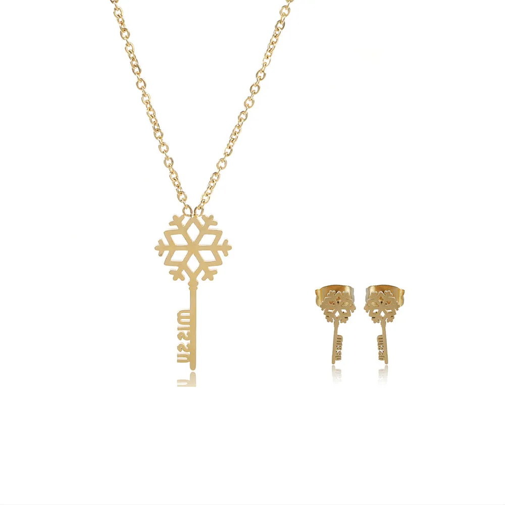 Snowflakes-Key Earrings and Necklace Set