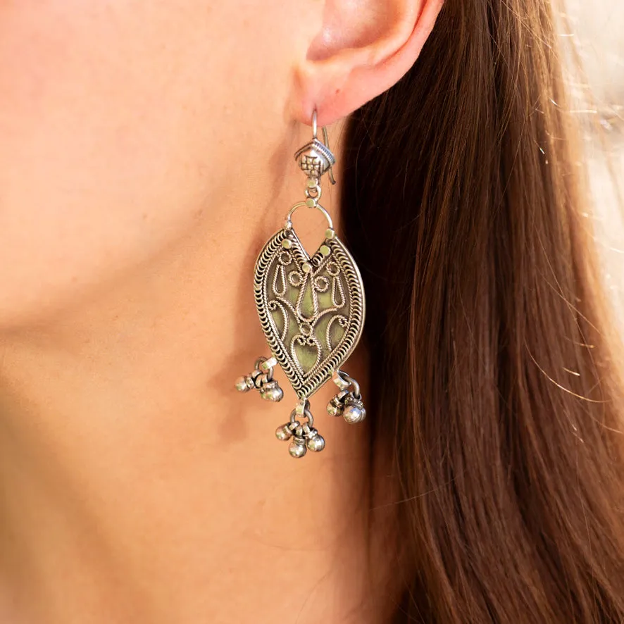 Sterling Silver Indian Tribal Design Earrings - Yoni