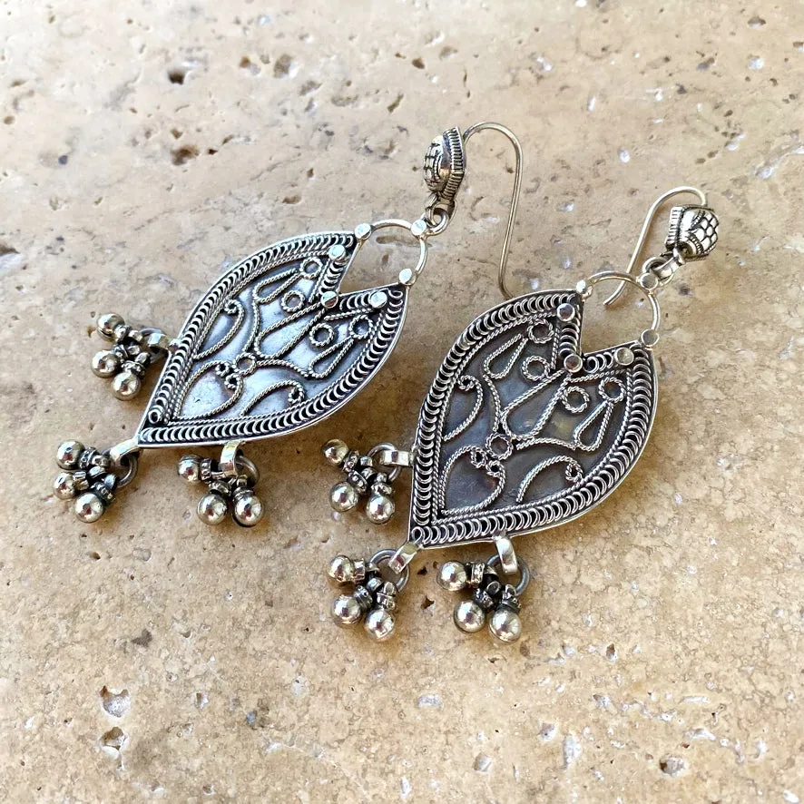 Sterling Silver Indian Tribal Design Earrings - Yoni