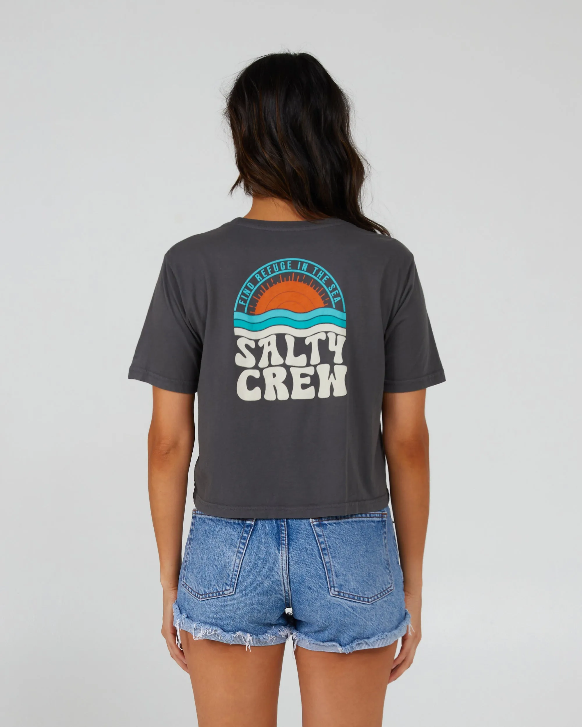 Sundown Charcoal Crop Tee