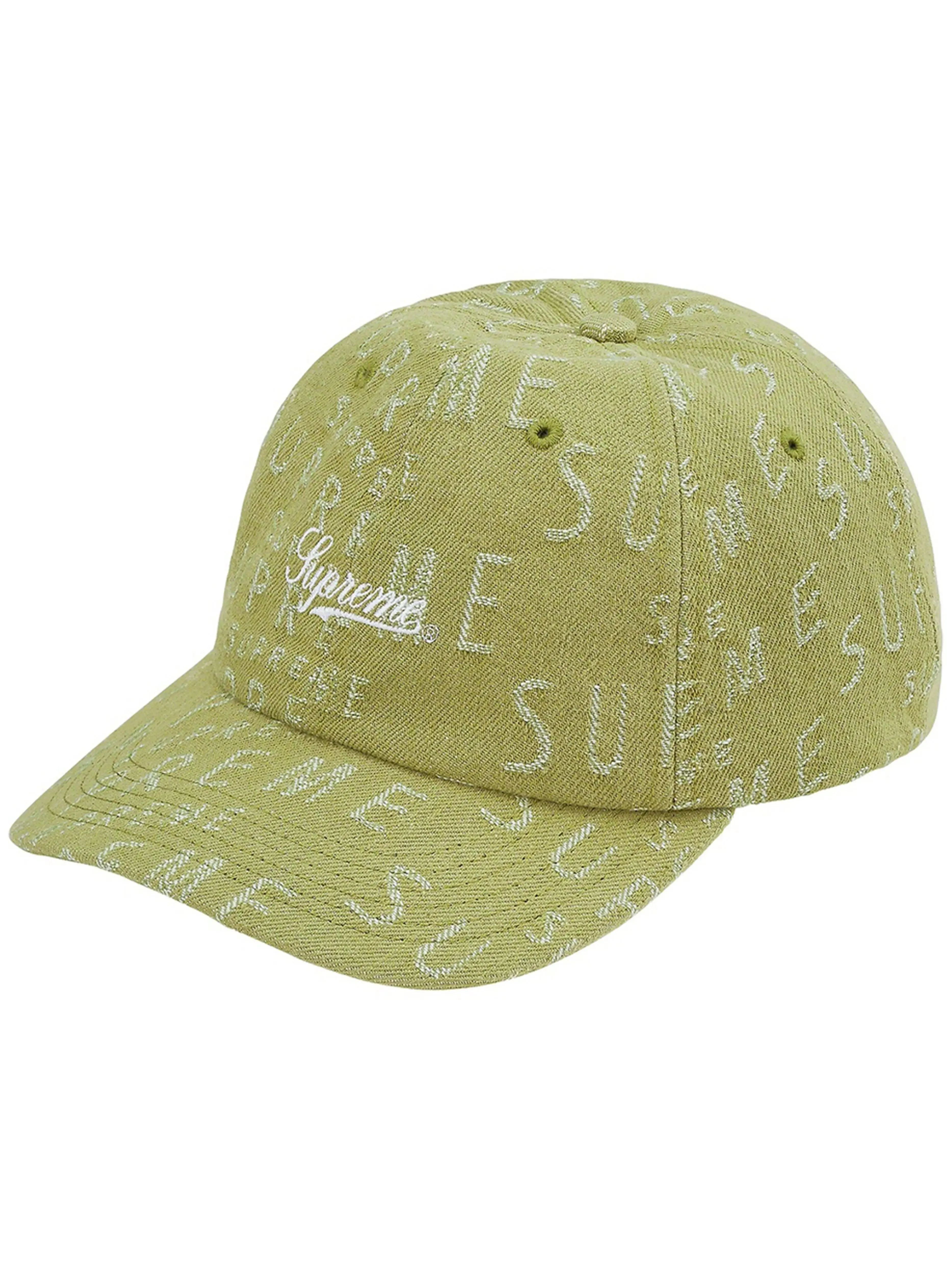 Supreme Warp Jacquard Logos Denim 6 Panel Cap Sage [SS21]