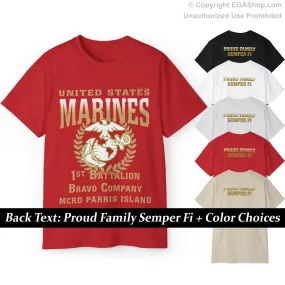 T-Shirt: Bravo Co. MCRD Parris Island (EGA   Back Proud Family)