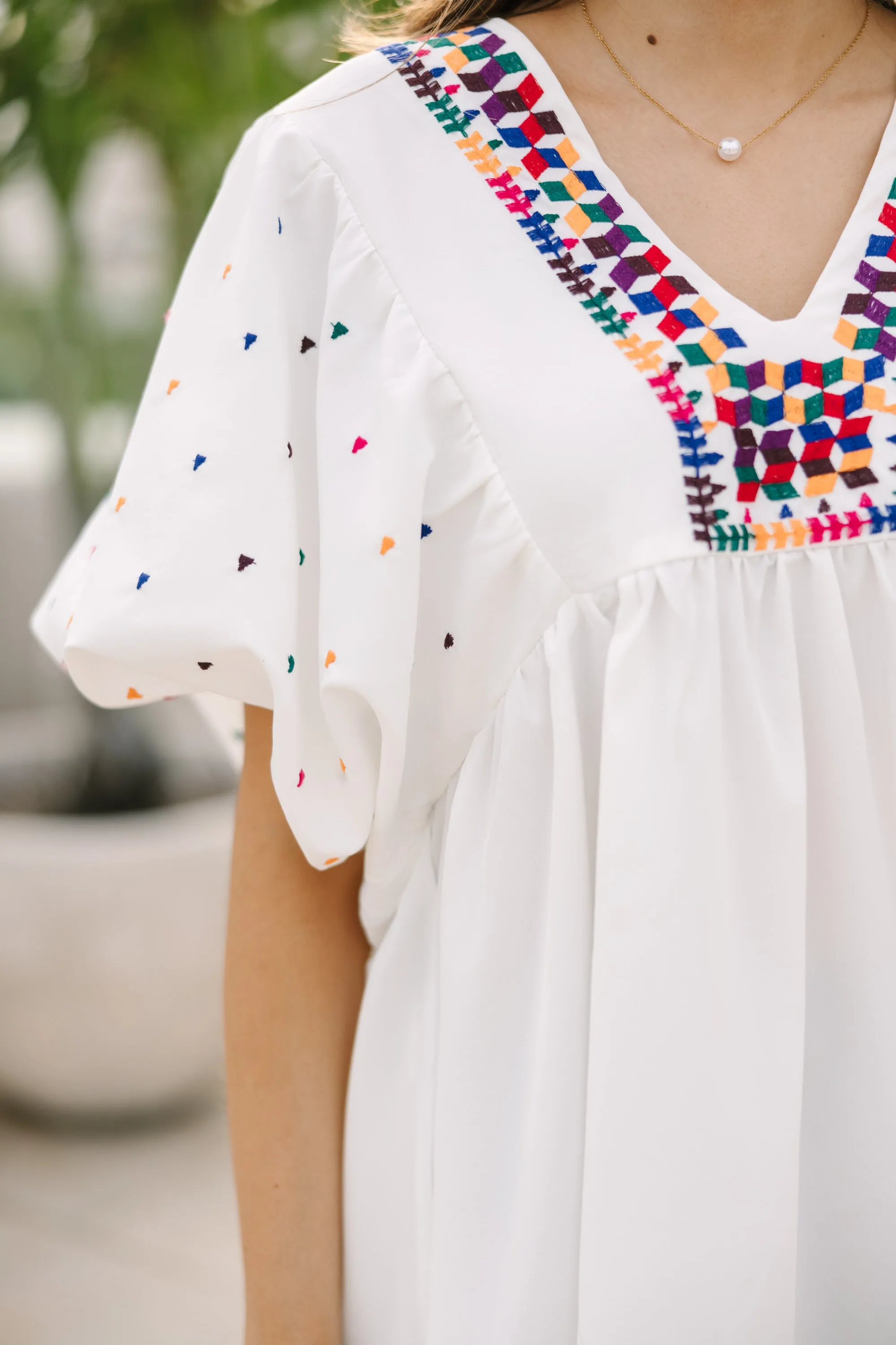 Tell Me More White Embroidered Blouse