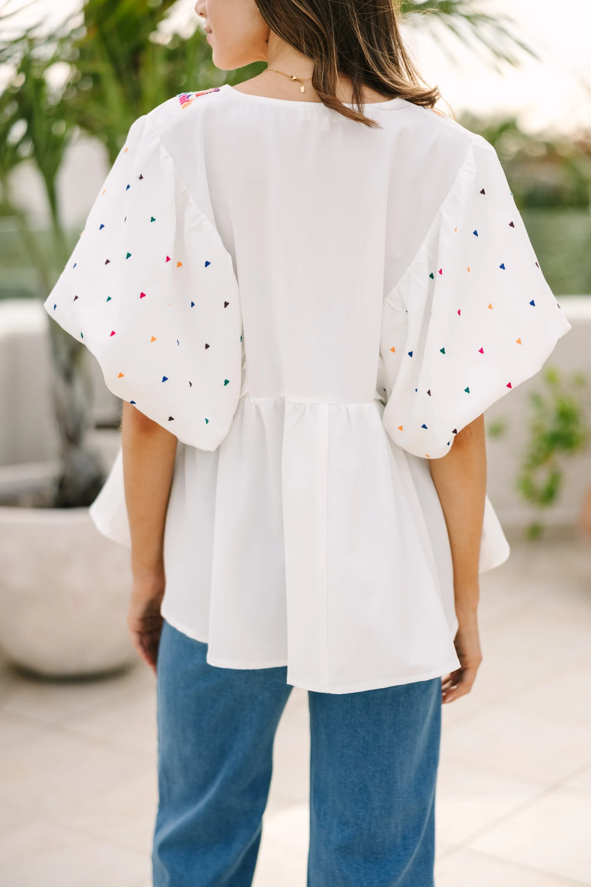 Tell Me More White Embroidered Blouse