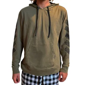 Trippy Check Pullover Hoodie - Military Green