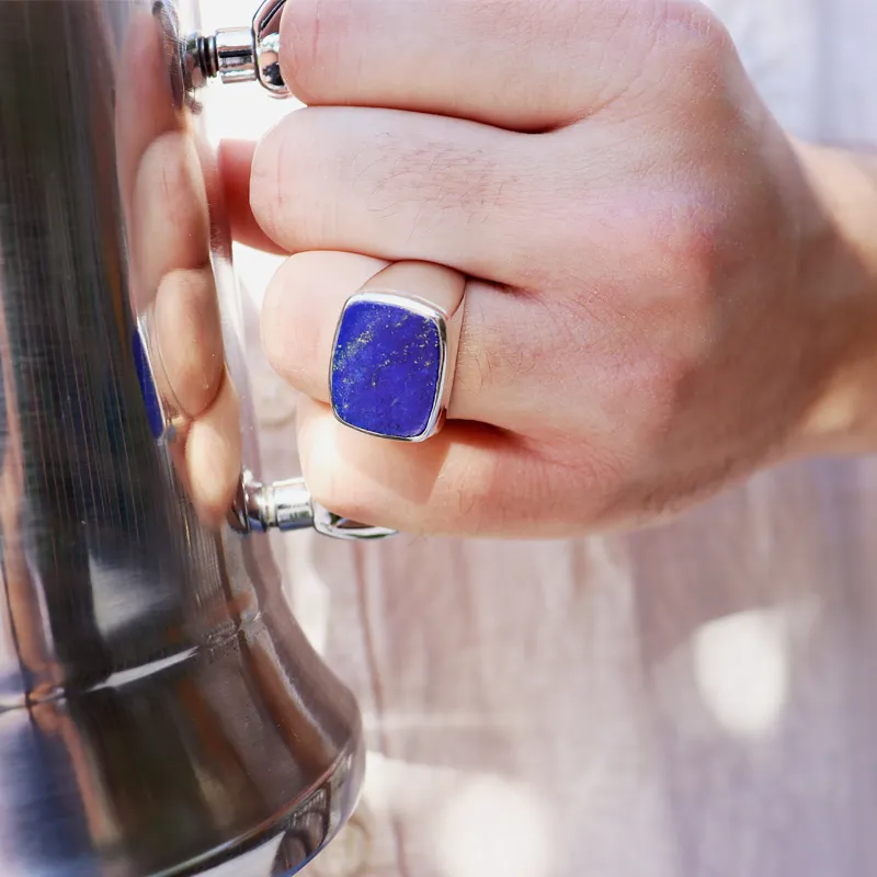 Unisex Lapis Lazuli Gemstone Ring