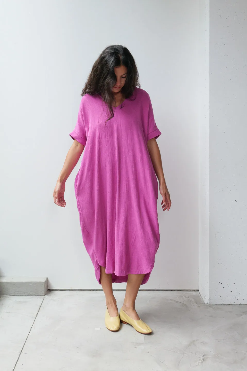 V-neck Relax Long Dress - Cotton