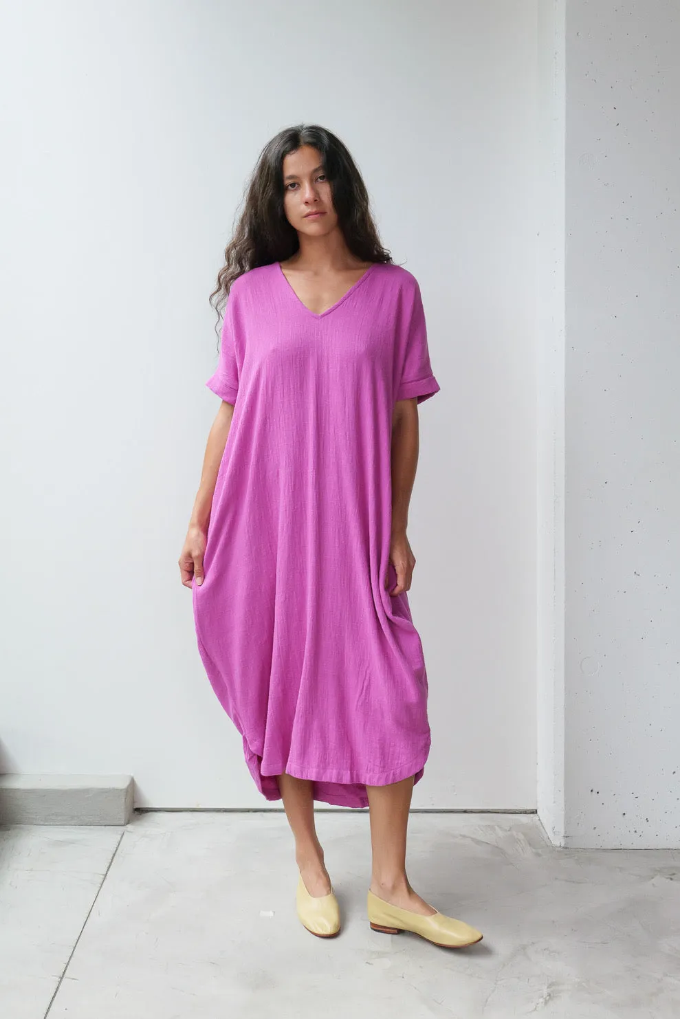 V-neck Relax Long Dress - Cotton