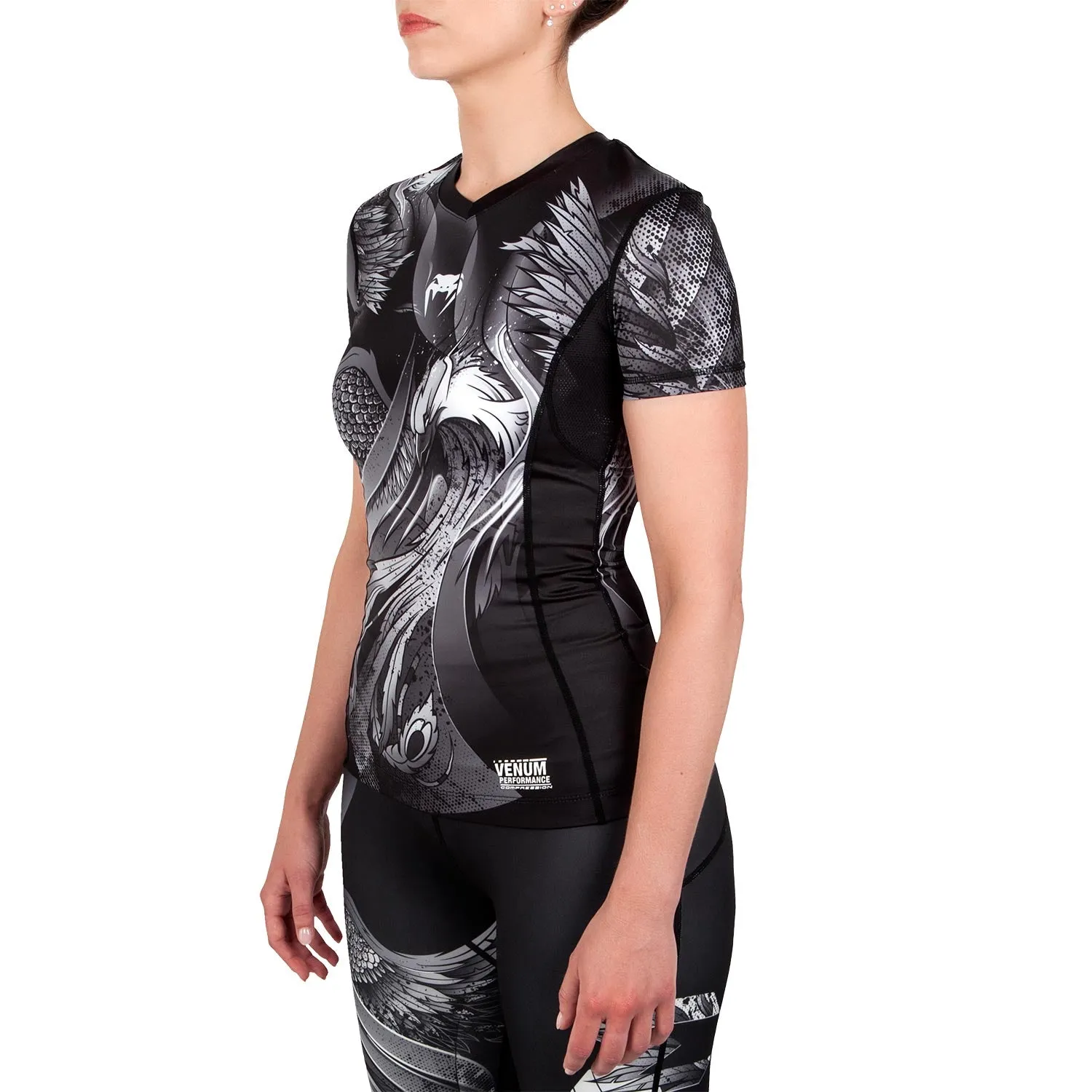 Venum Phoenix Rashguard - Short Sleeves - Black/White - For Women