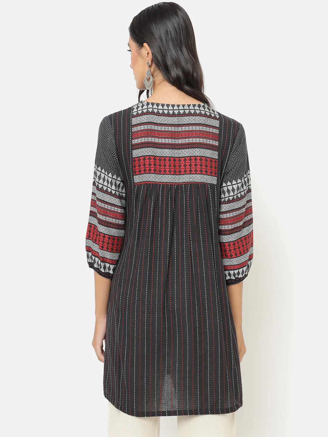 Weaves of South Front Neck Tie-up Tunic