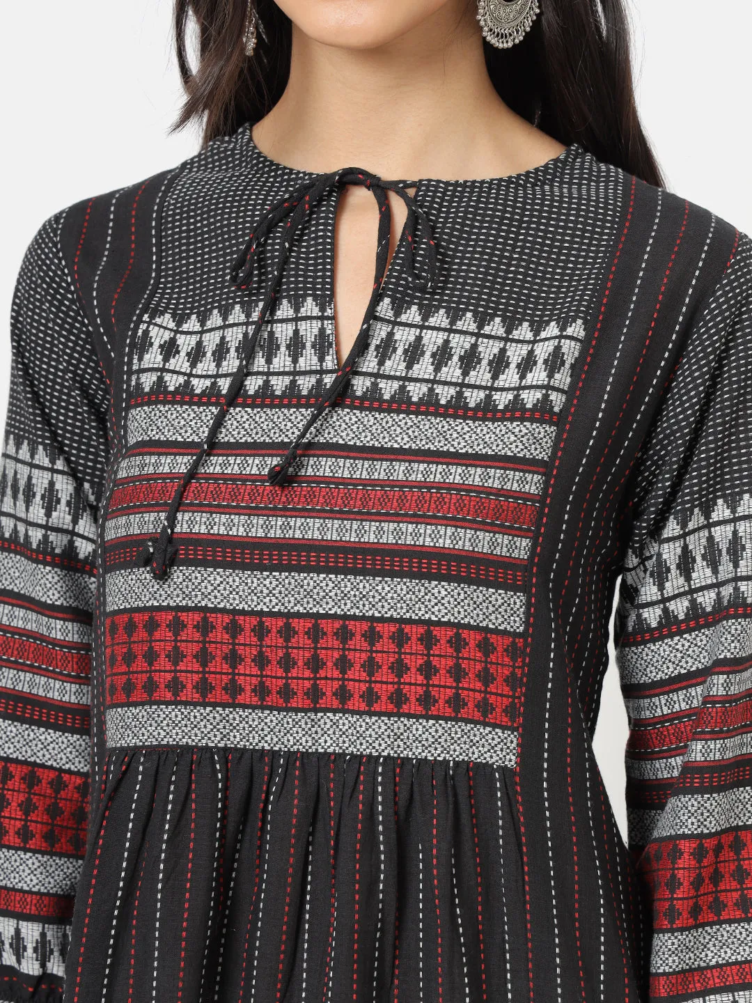 Weaves of South Front Neck Tie-up Tunic