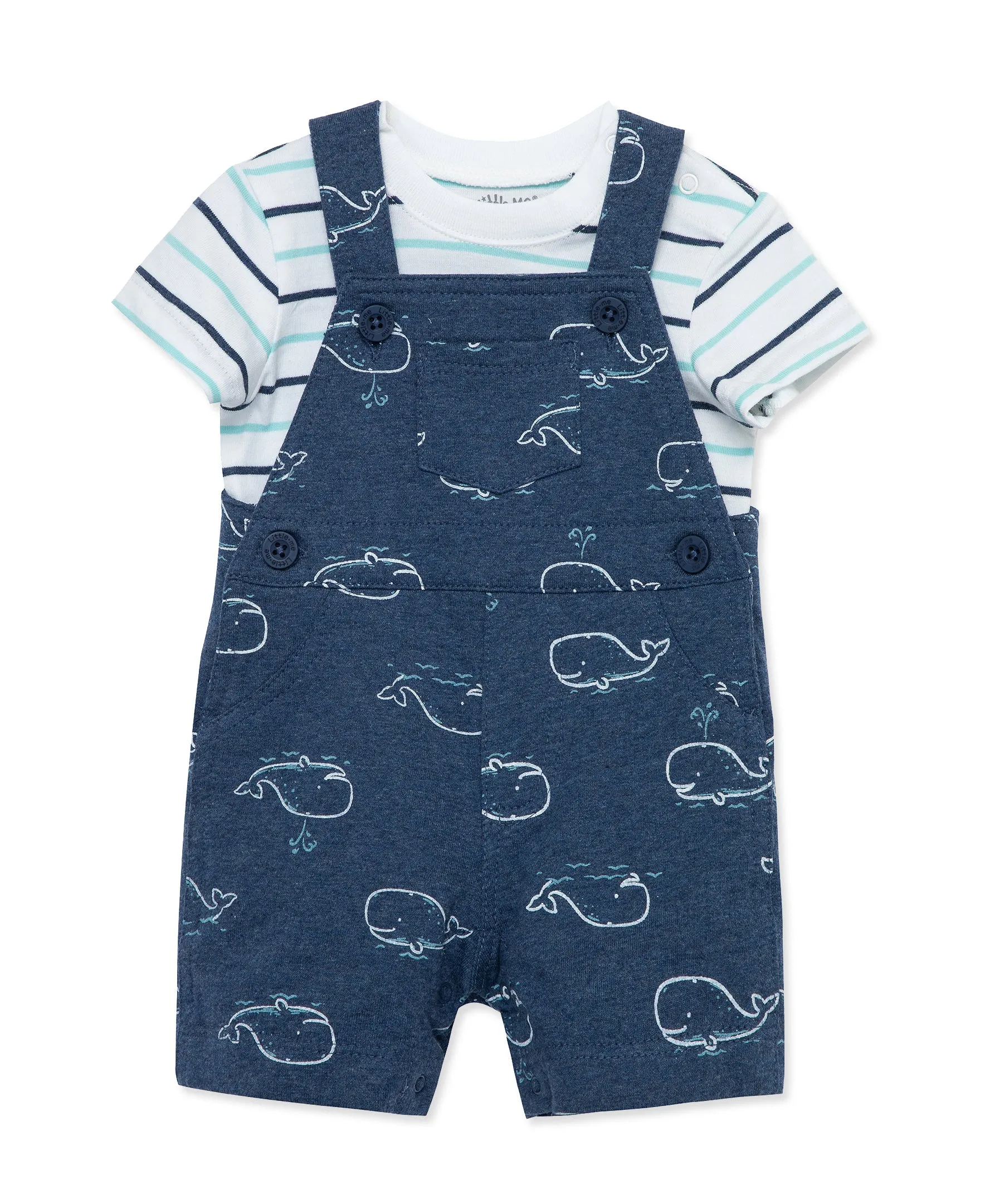 Whale Cotton Knit Shortall Set (3M-12M)