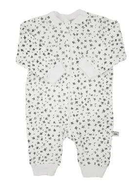 White Ditsy Flower Print Organic Cotton Footless Babygrow