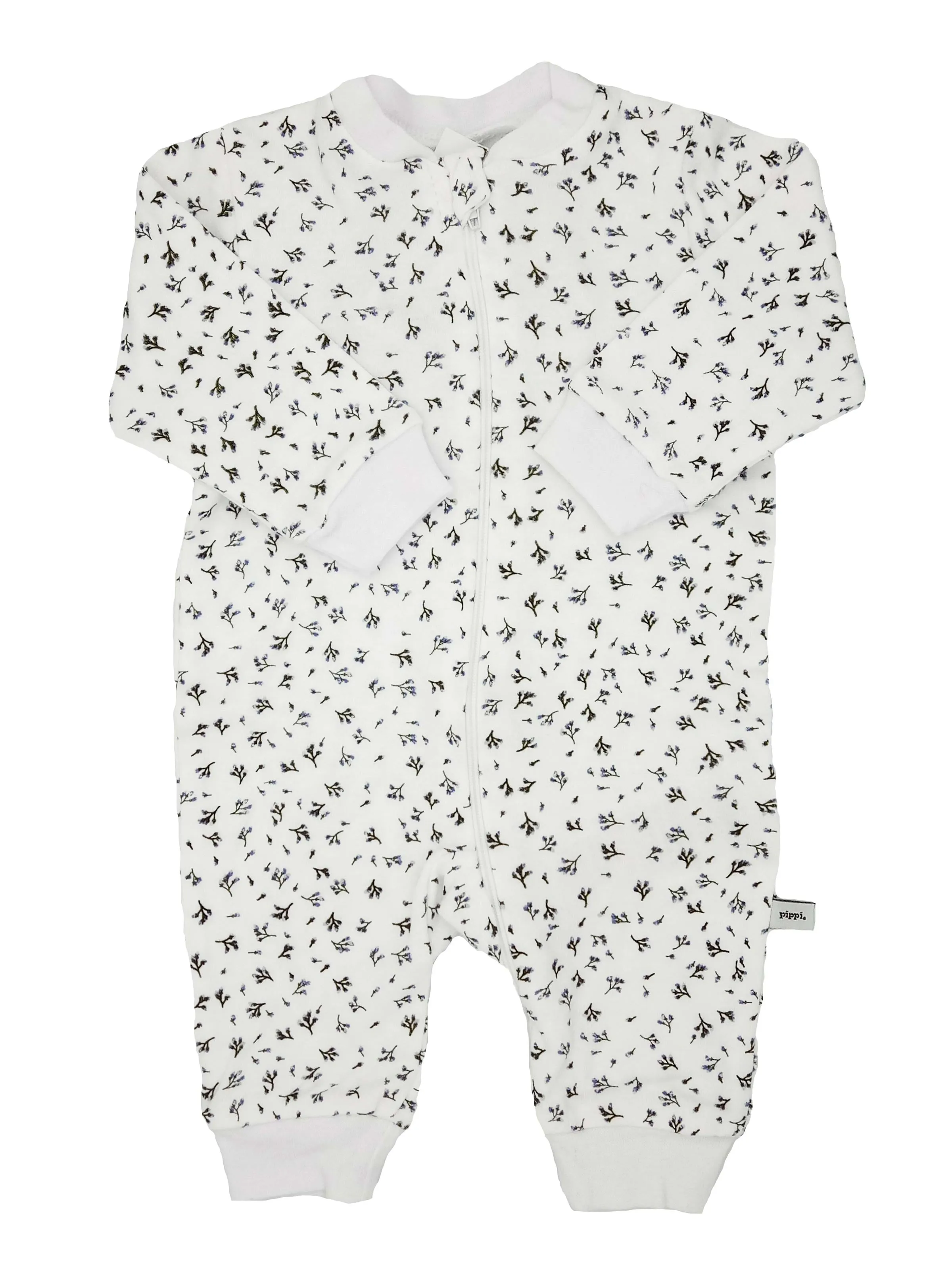 White Ditsy Flower Print Organic Cotton Footless Babygrow