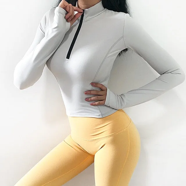 Women Sweaters Jersey Long Sleeve Crop Top