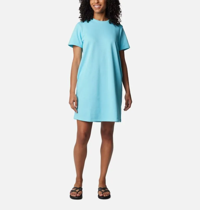 WOMEN'S FRENCH TERRY T-SHIRT DRESS - AQUAMARINE