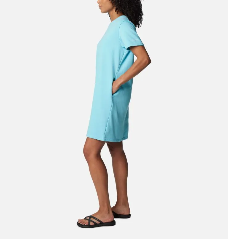 WOMEN'S FRENCH TERRY T-SHIRT DRESS - AQUAMARINE