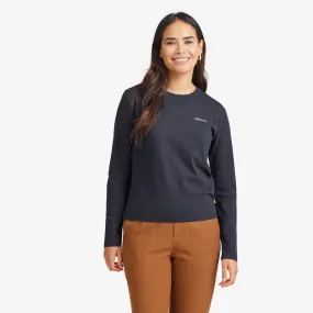 Women's Organic Cotton Long Sleeve Tee - Logo - Natural Black