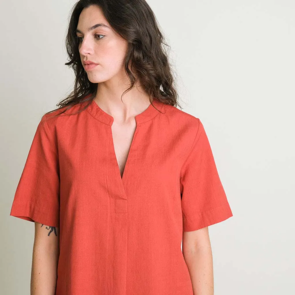 Wren Cotton & Linen Summer Dress | Red