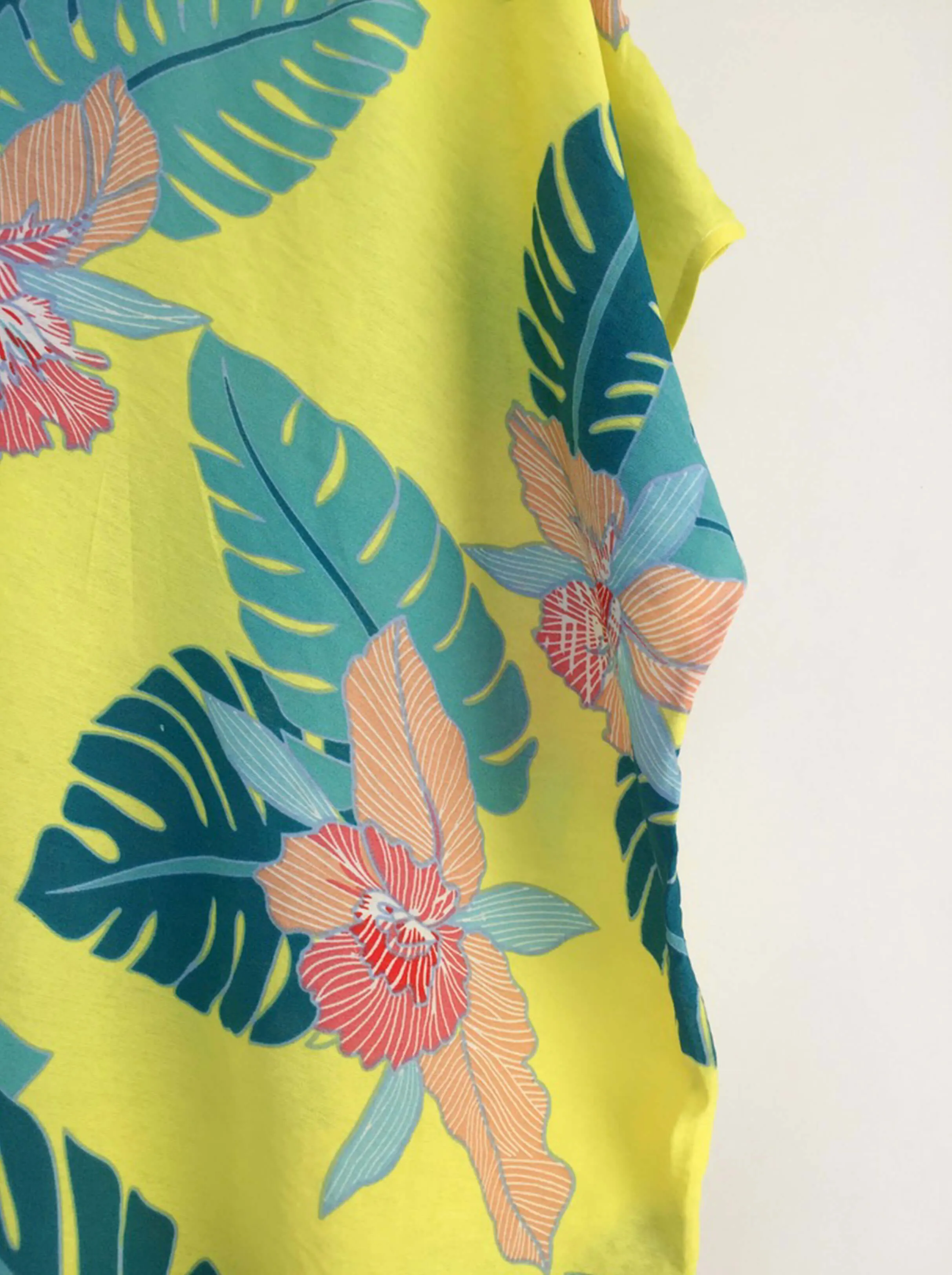 Yellow Palm Print Kaftan Dress