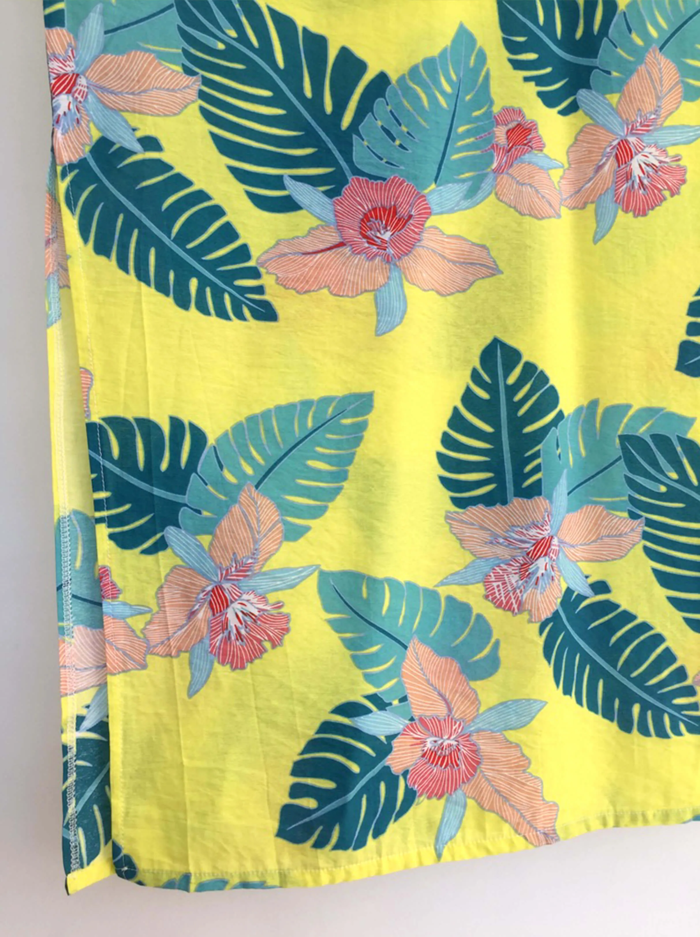 Yellow Palm Print Kaftan Dress